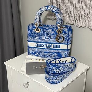 Christian Dior Canvas Toile De Jouy Lady D-Lite - Blue